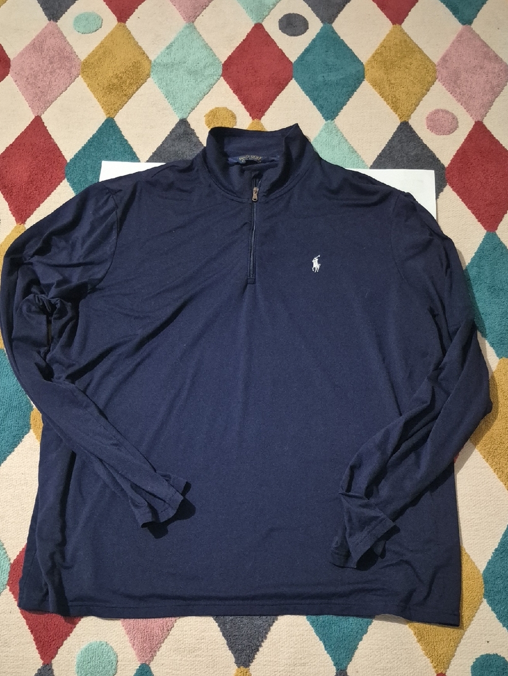 Ralph Lauren Navy Quarter-Zip Long Sleeve Polo